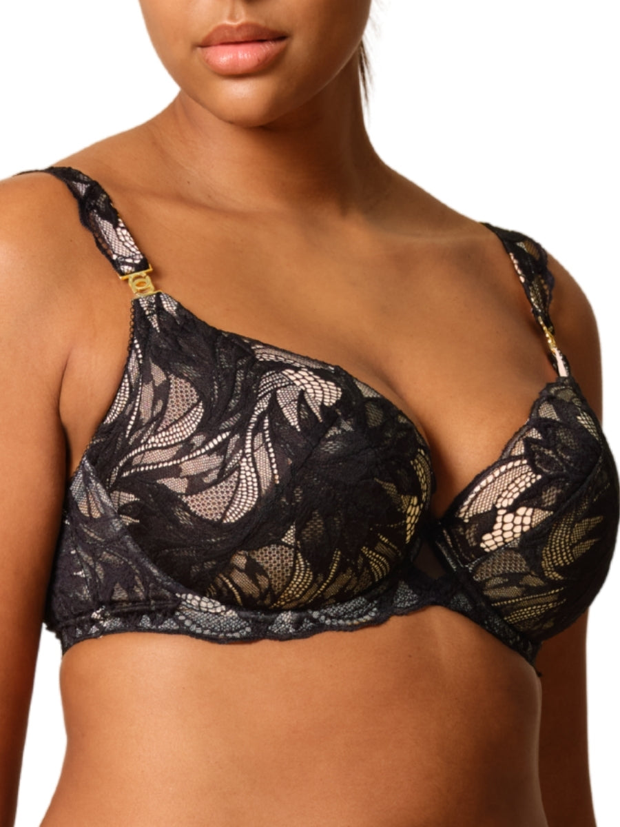 Lace Soirée Padded Plunge Bra - Black