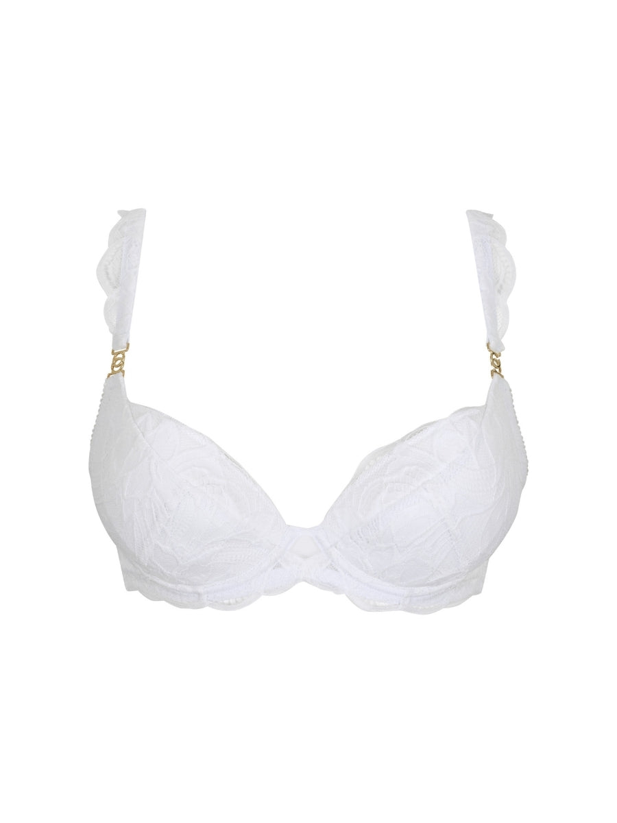 Lace Soirée Padded Plunge Bra - White