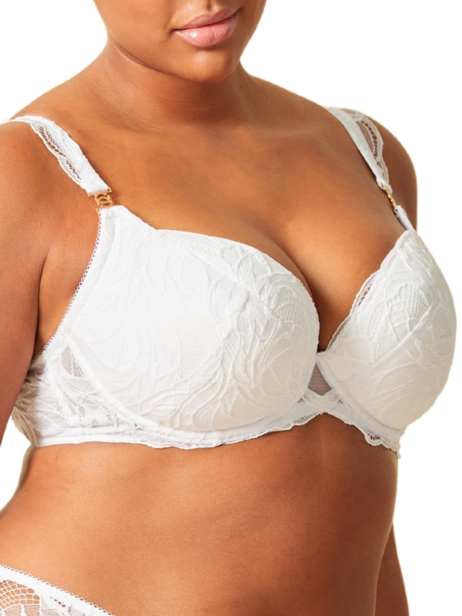 Lace Soirée Padded Plunge Bra - White
