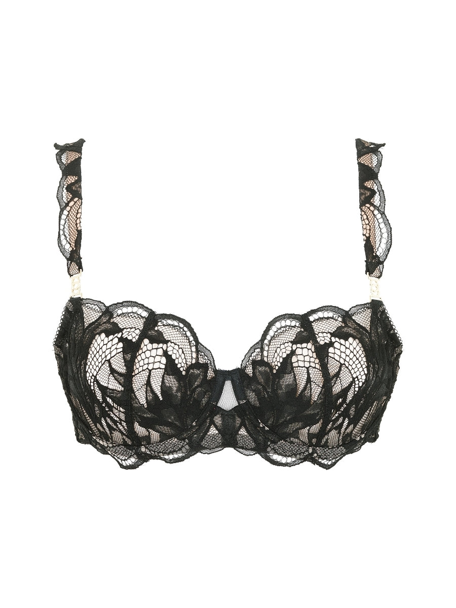 Lace Soirée Demi Balconette Bra - Black