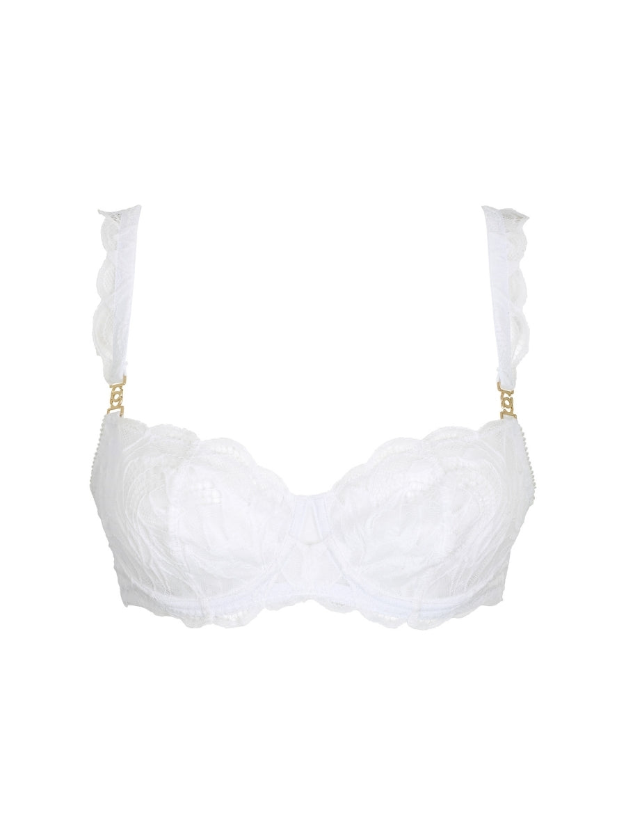 Lace Soirée Demi Balconette Bra - White