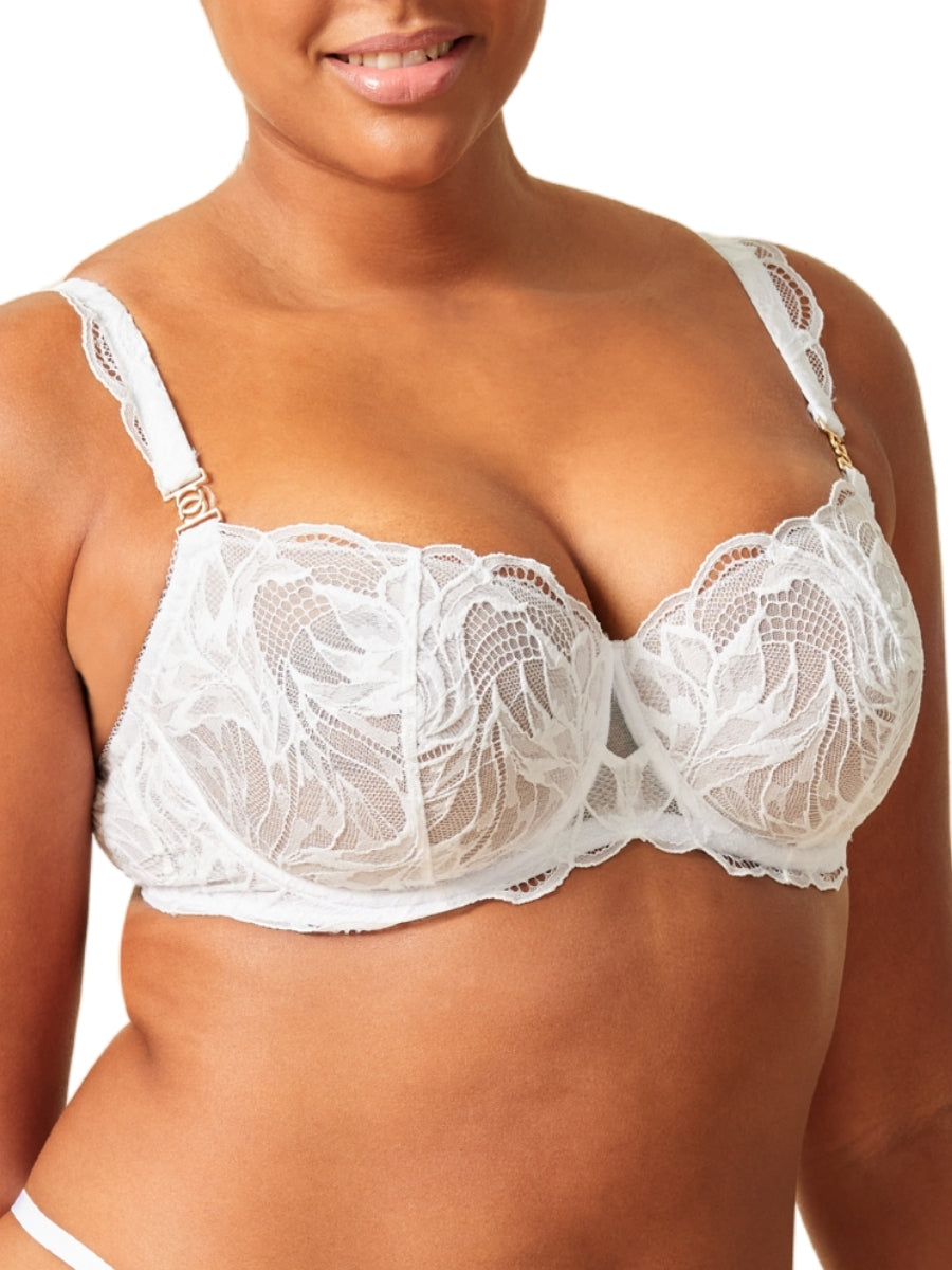 Lace Soirée Demi Balconette Bra - White