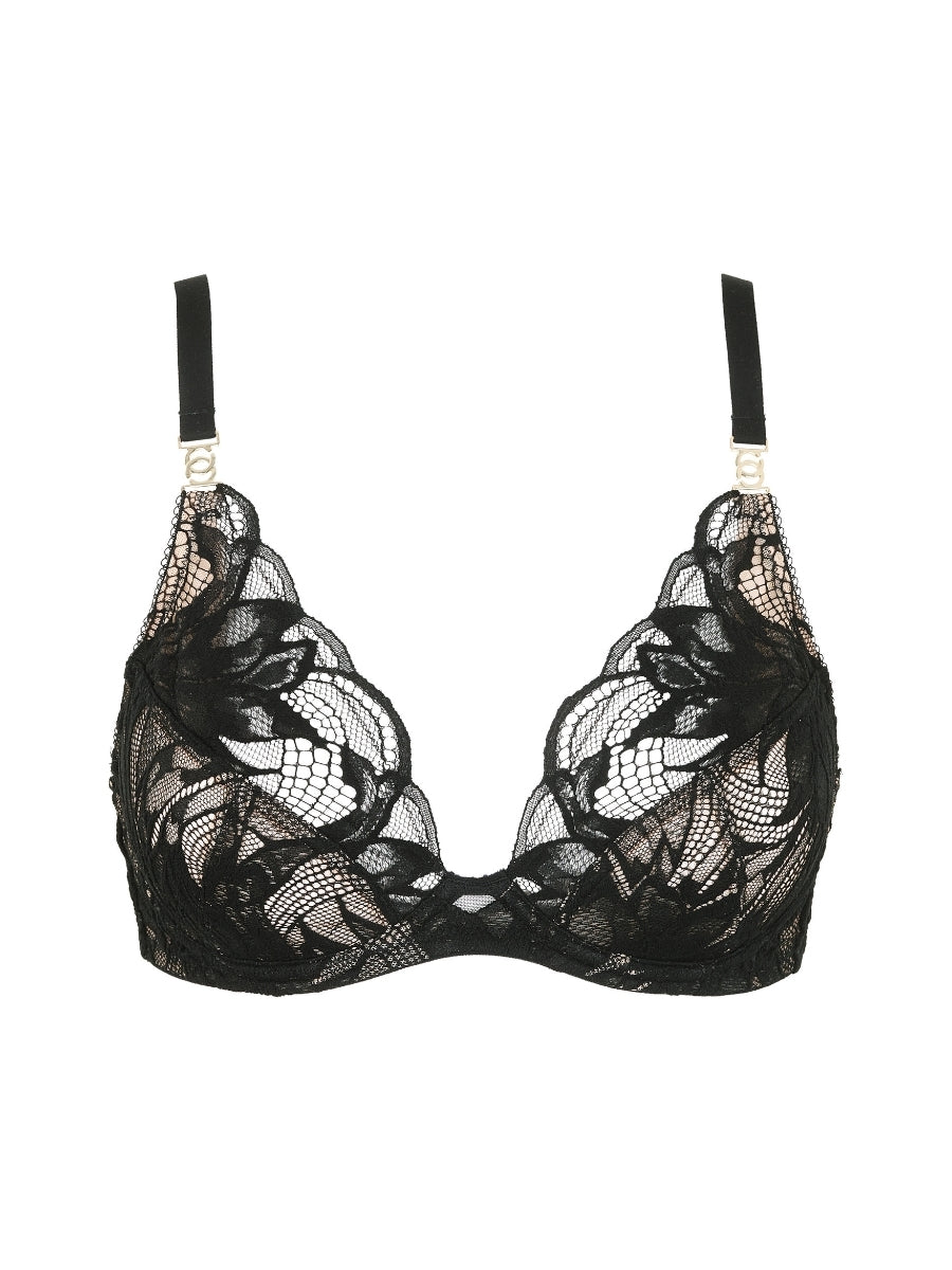 Lace Soirée High Apex Plunge Bra - Black