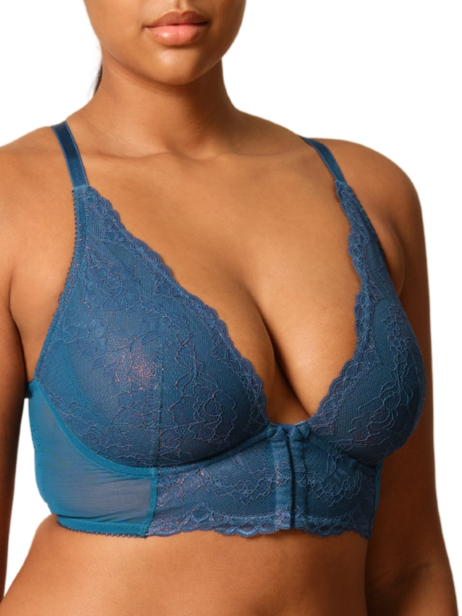 Superboost Lace Deep V Bralette - Deep Teal