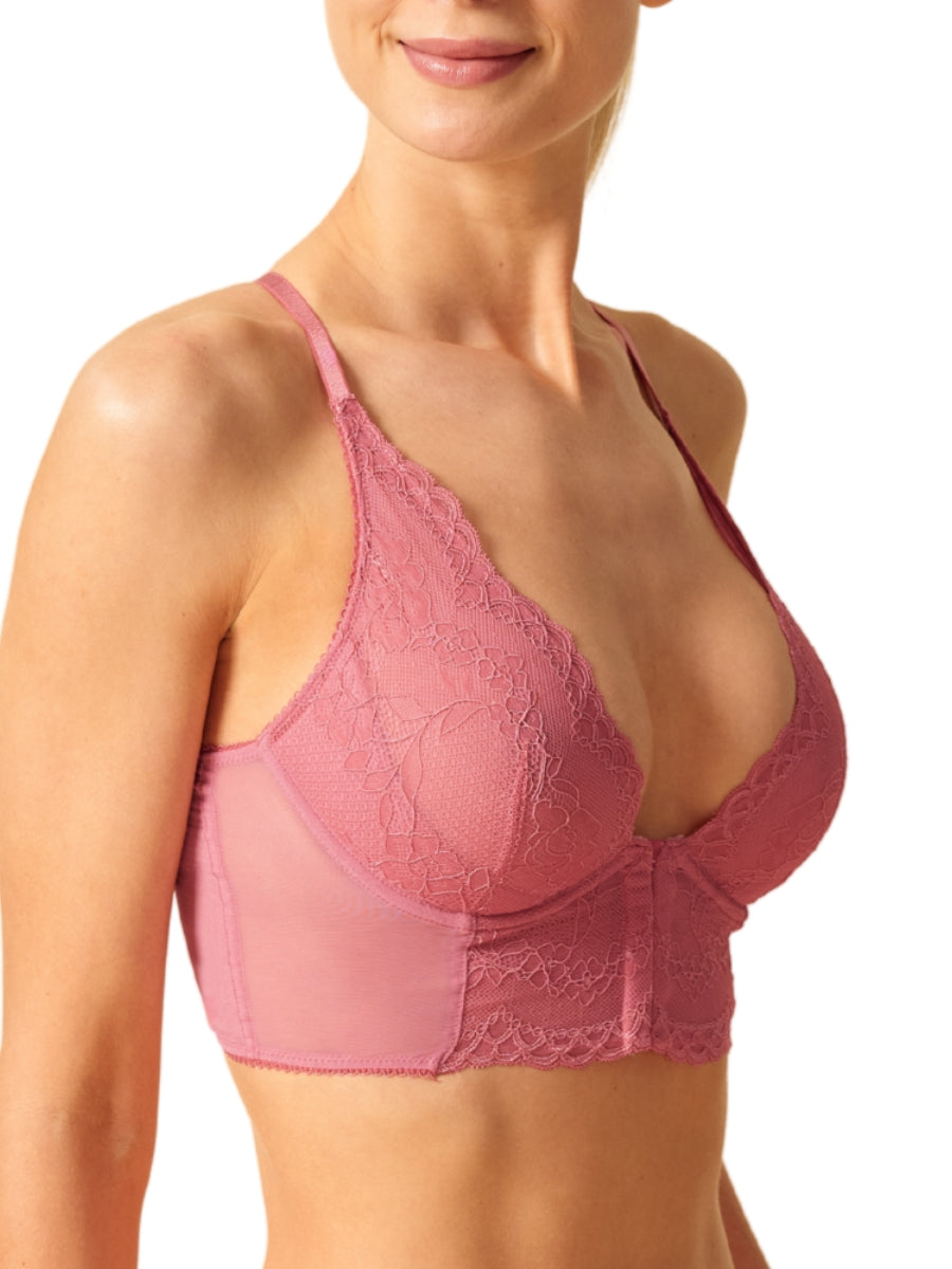 Superboost Lace Deep V Bralette - Mauve Pink