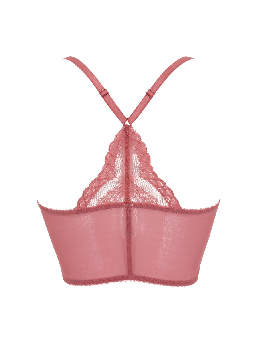 Superboost Lace Deep V Bralette - Mauve Pink