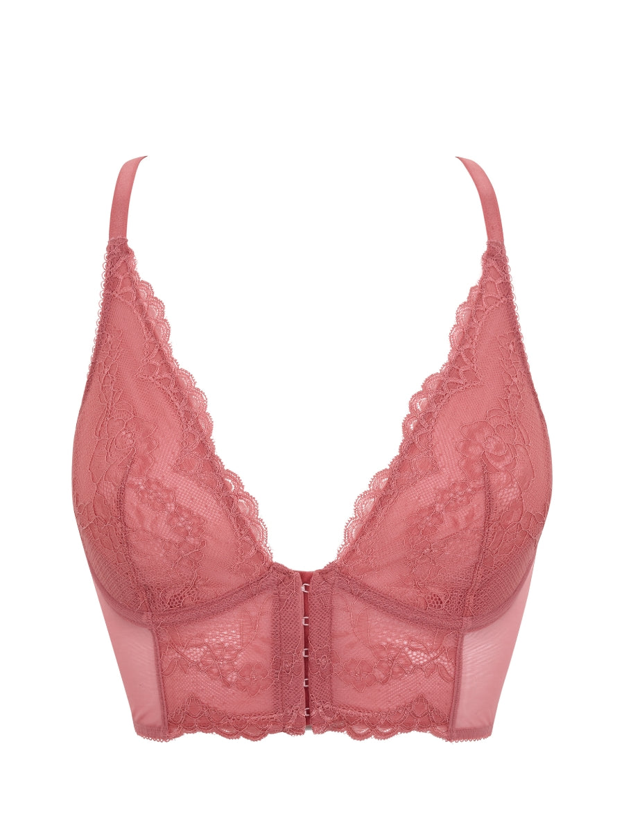 Superboost Lace Deep V Bralette - Mauve Pink