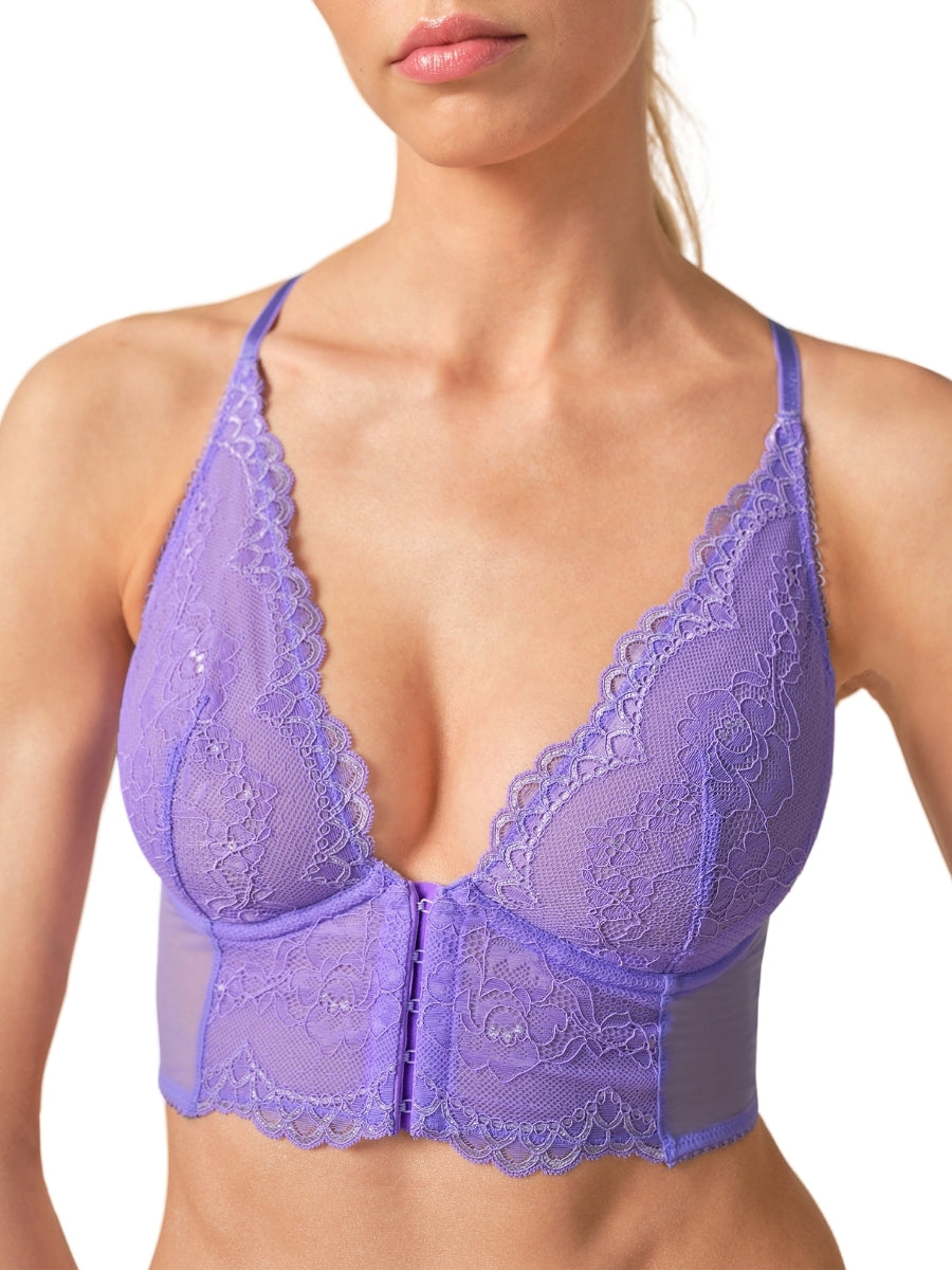 Superboost Lace Deep V Bralette - Purple Hebe