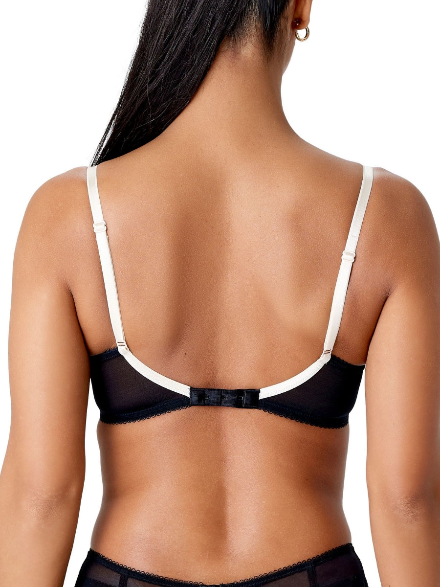 Superboost Lace Plunge Bra - Black/Ivory Rose
