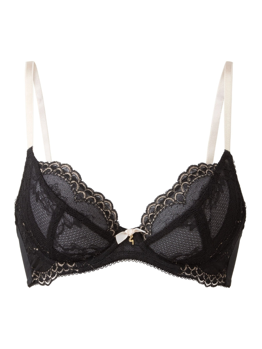 Superboost Lace Plunge Bra - Black/Ivory Rose