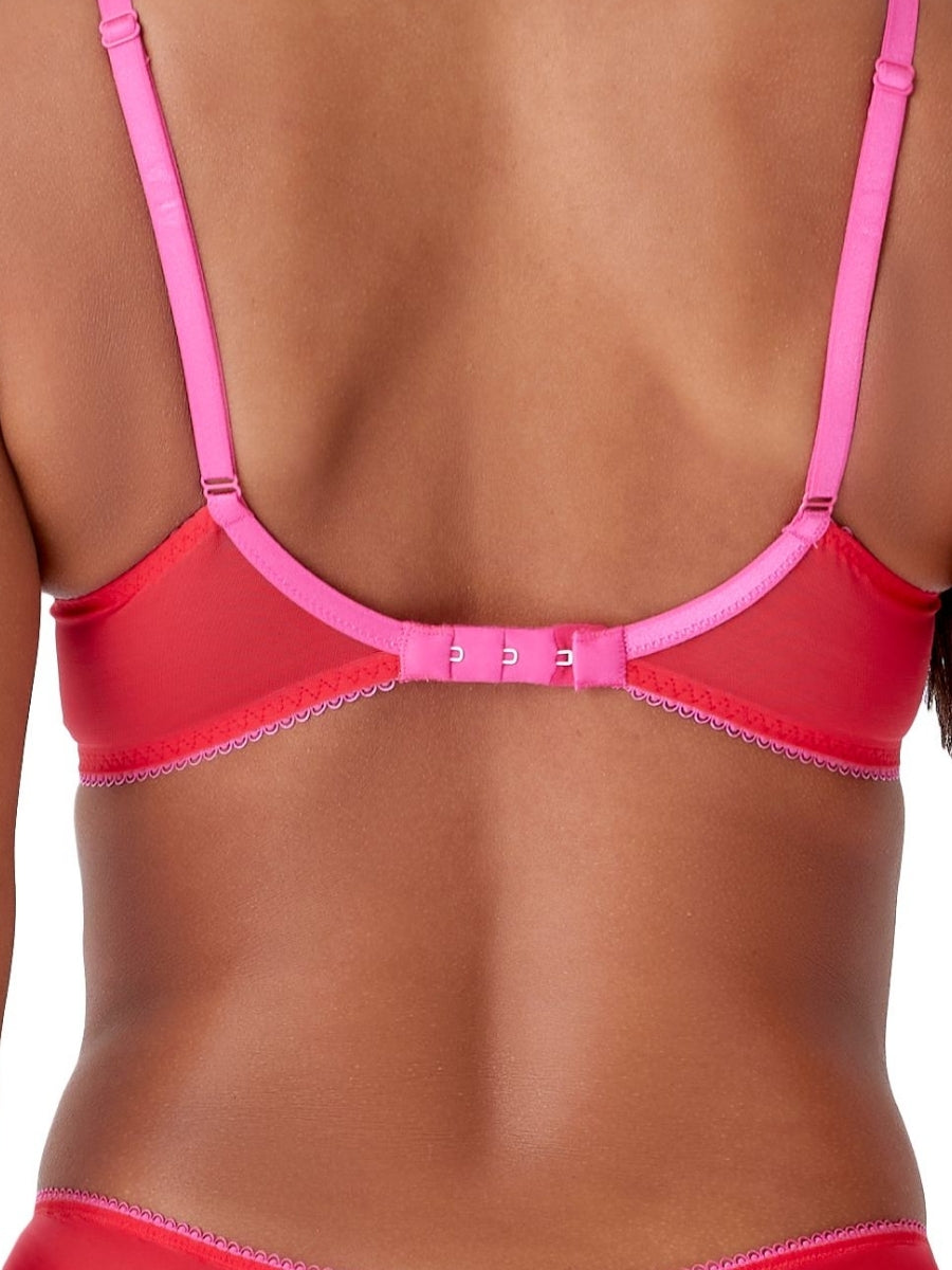 Superboost Lace Padded Plunge Bra - Rose Red