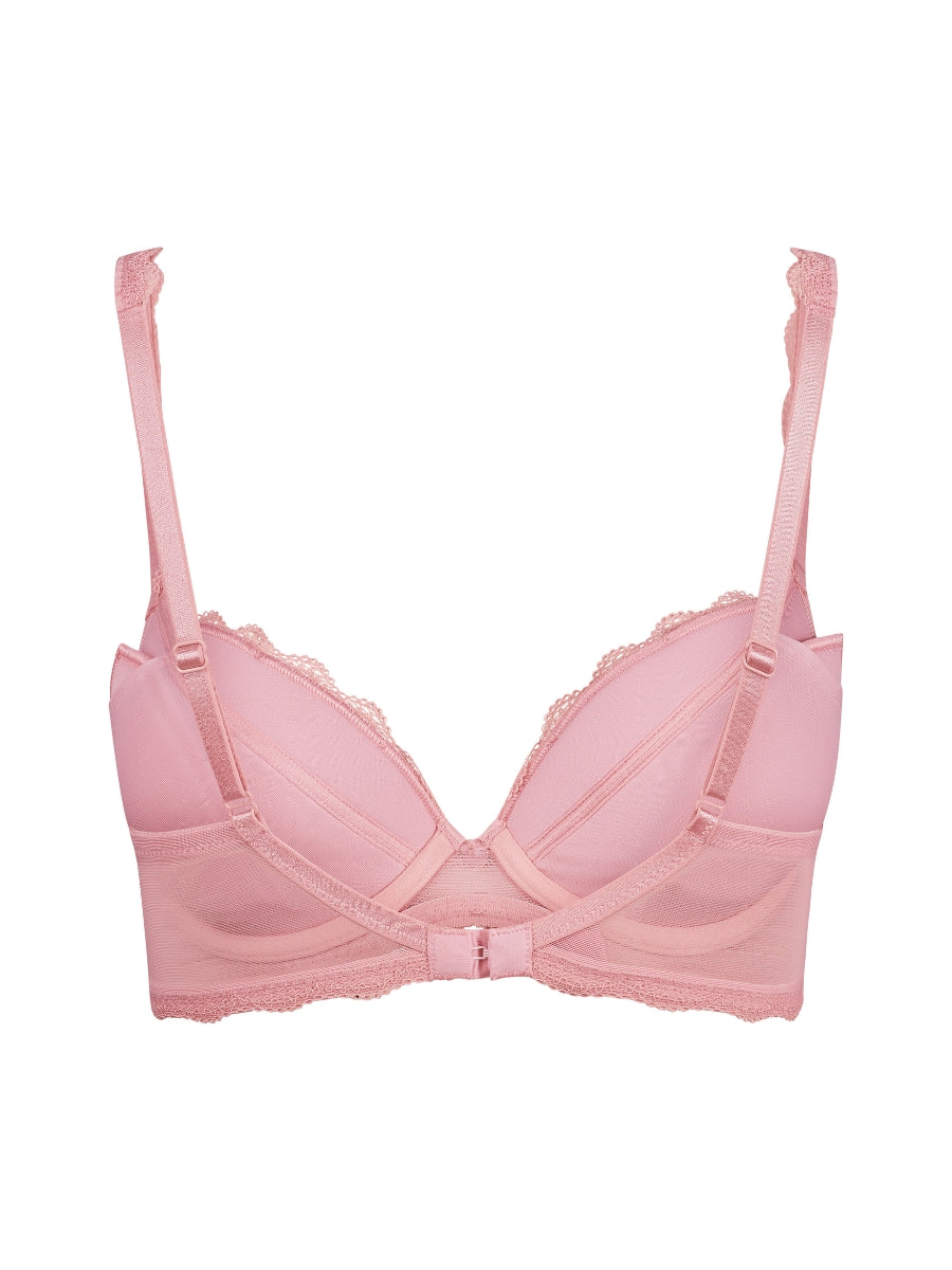 Vintage Romance Padded Plunge Bra - Soft Pink