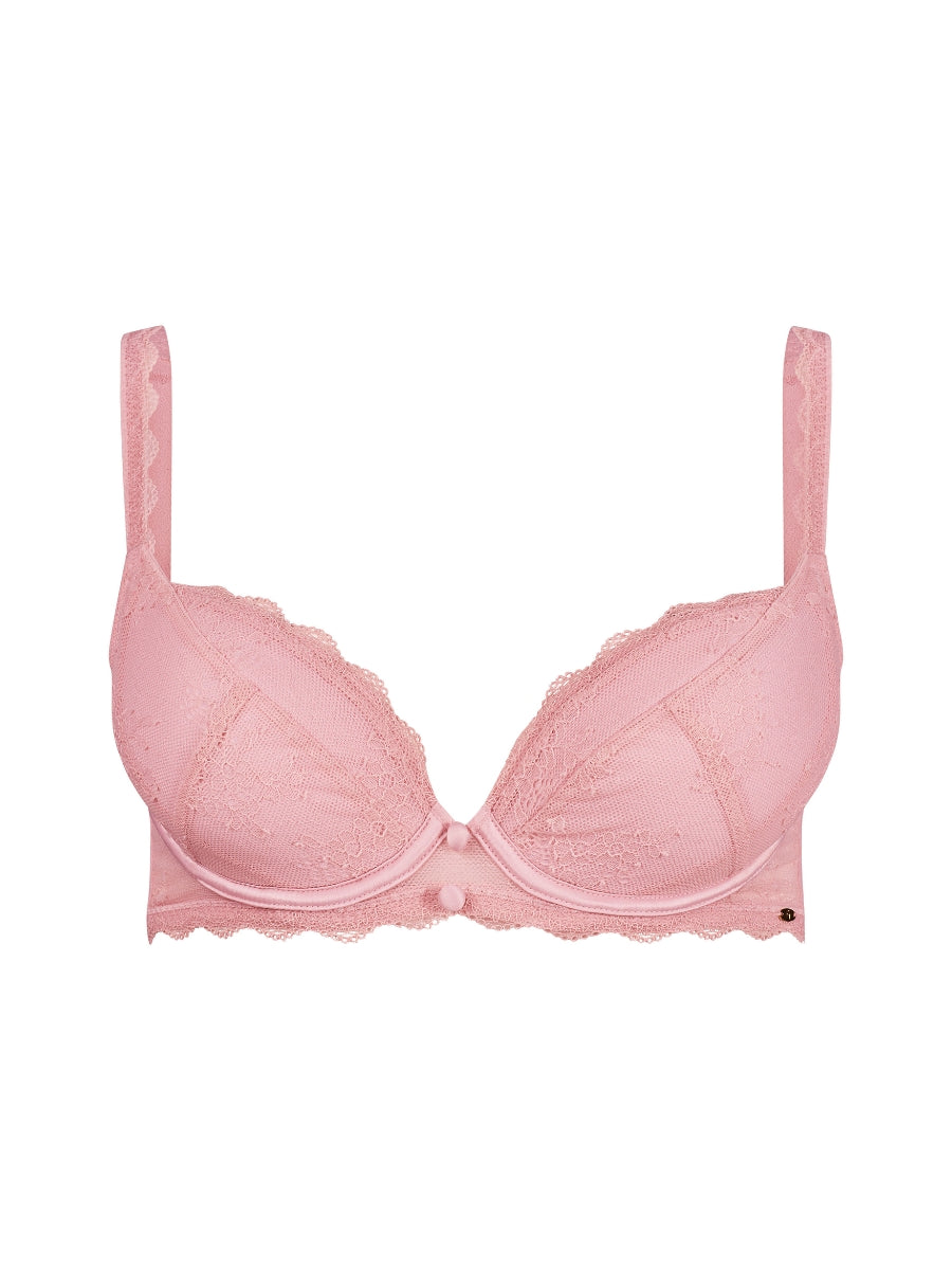 Vintage Romance Padded Plunge Bra - Soft Pink