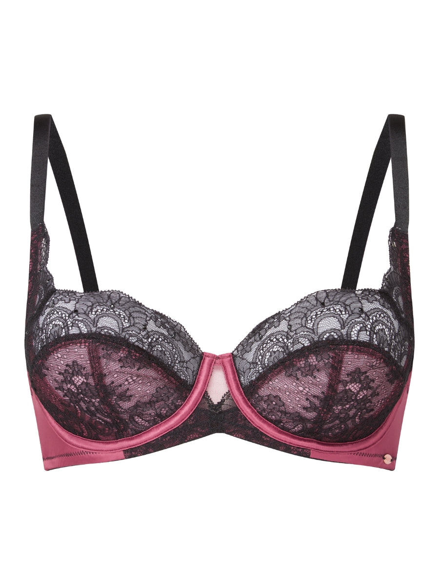 VIP Confession Balcony Bra - Burgundy/Black