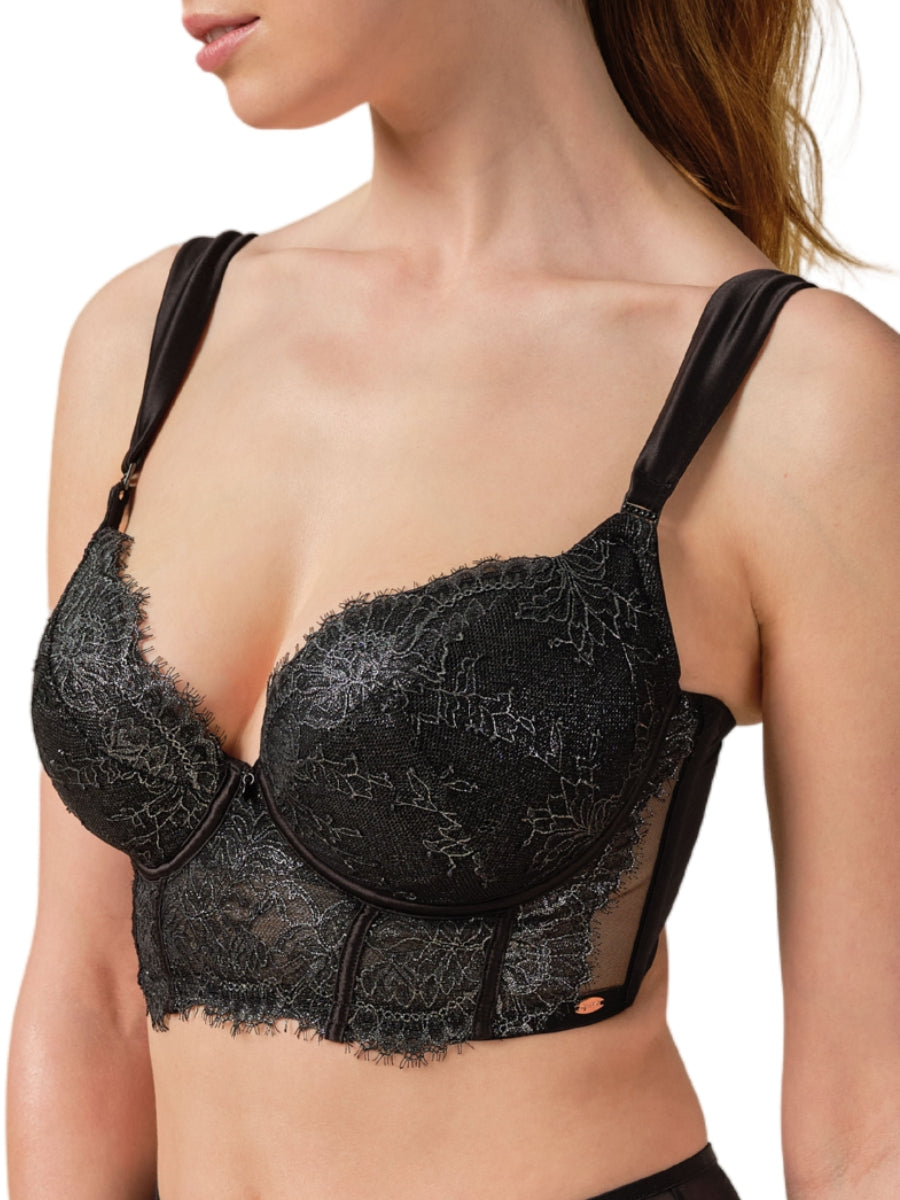 VIP Intrigue Padded Longline Bra - Black