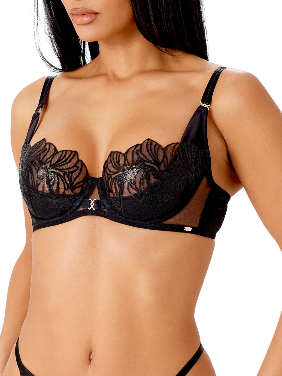 VIP Lavish Uplifting Balconette Bra - Black