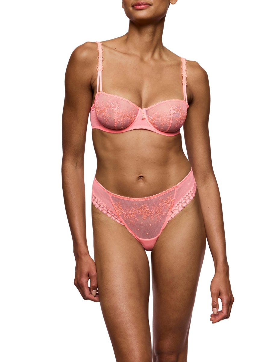 Annaelle Vertical Seam Balcony Bra - Neon Peach