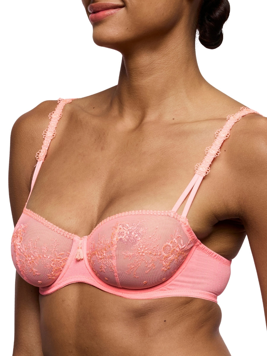 Annaelle Vertical Seam Balcony Bra - Neon Peach