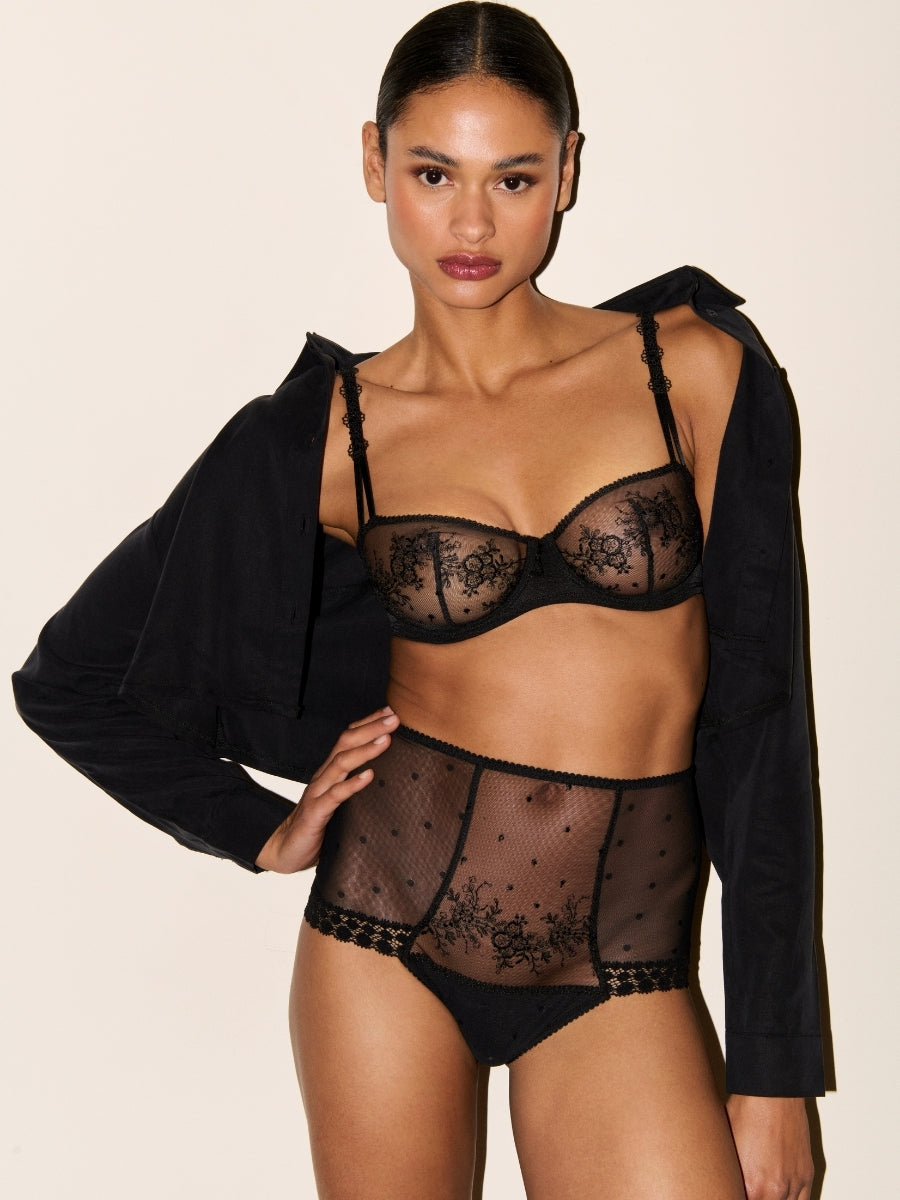 Annaelle Vertical Seam Balcony Bra - Black