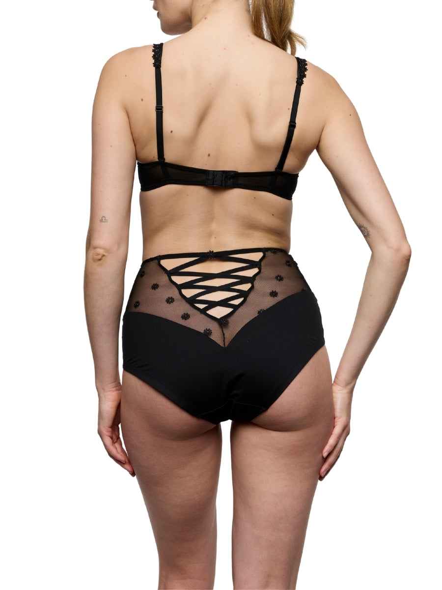 Daisy Padded Heartshape Bra - Black