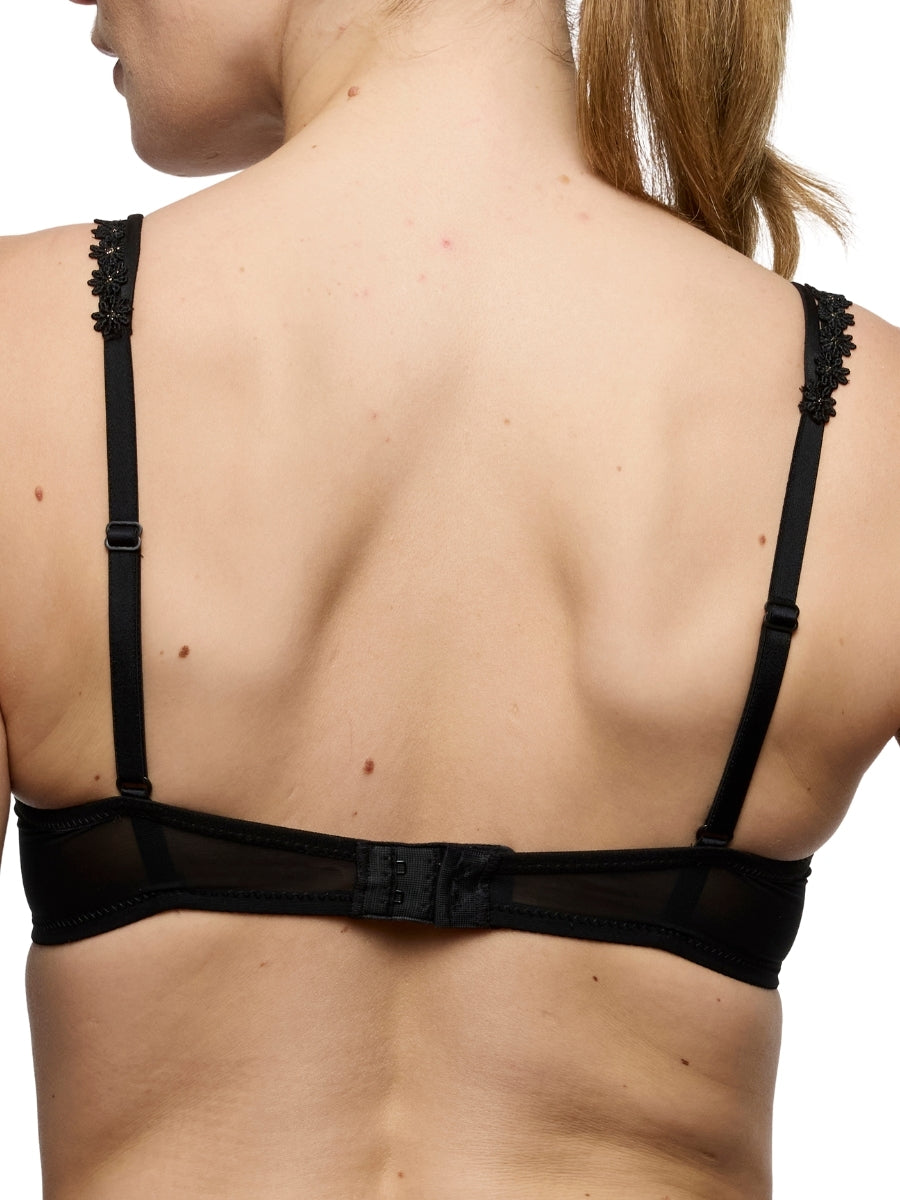 Daisy Padded Heartshape Bra - Black