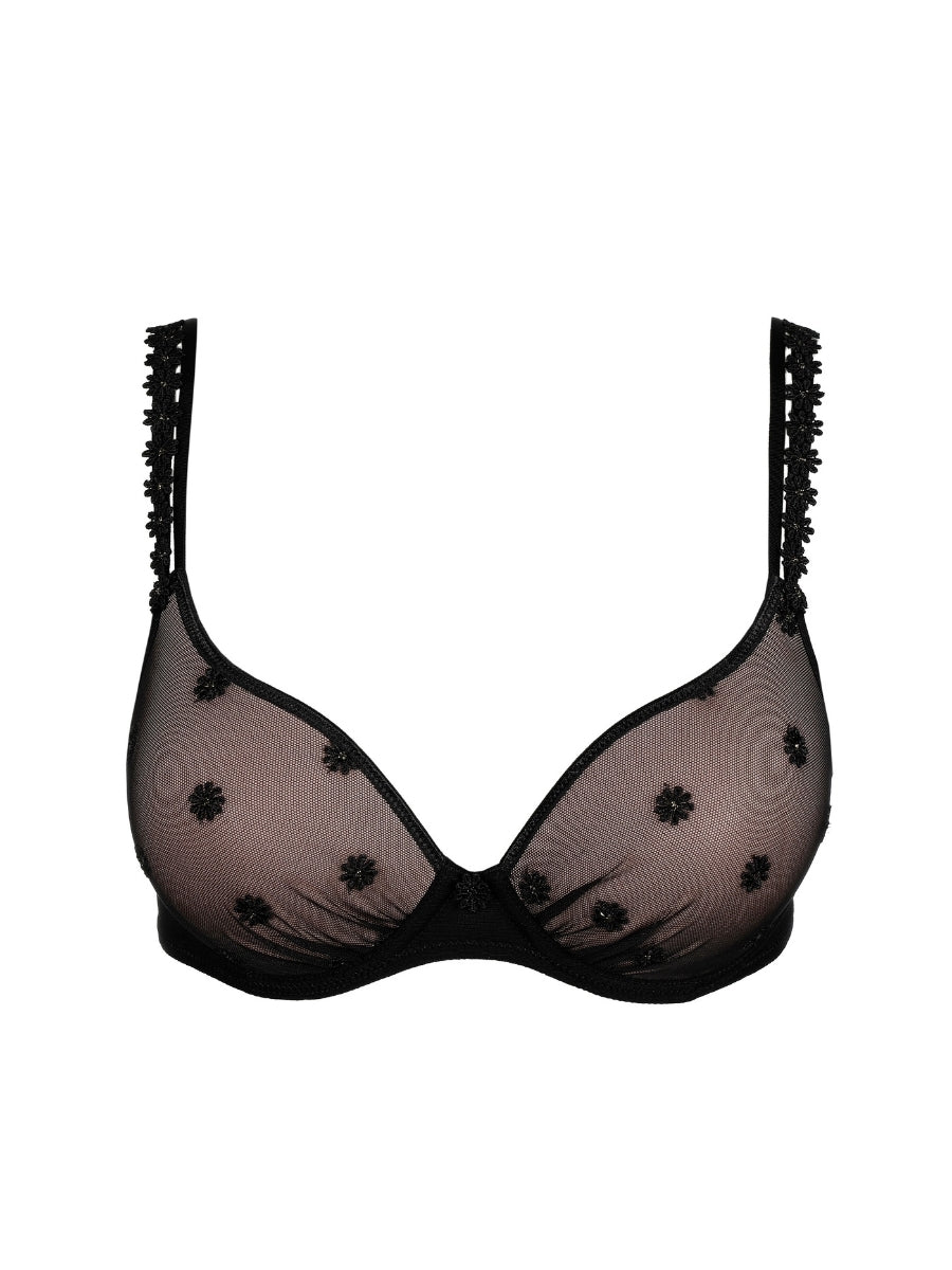 Daisy Padded Heartshape Bra - Black