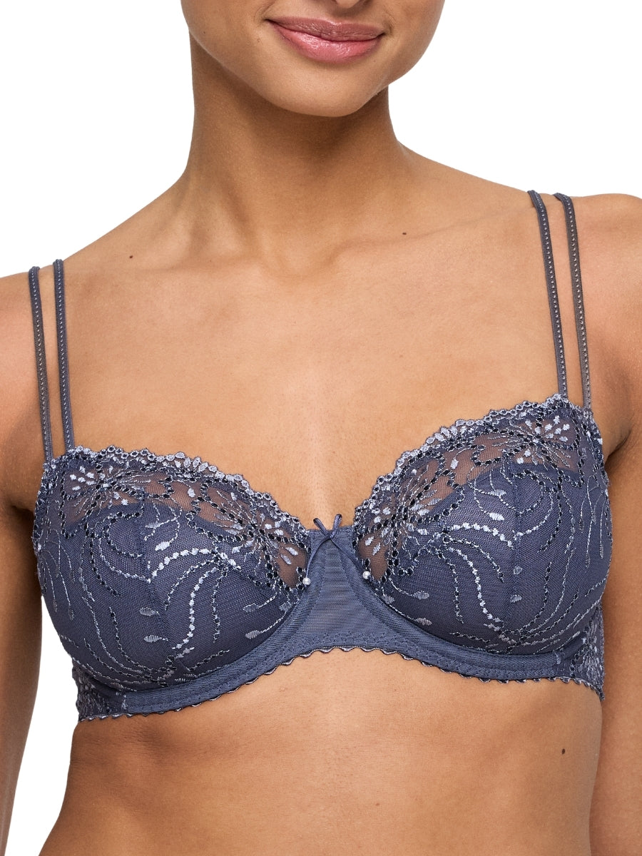 Soutien-gorge balconnet brodé - Beige clair/noir - FEMME | H&M FR