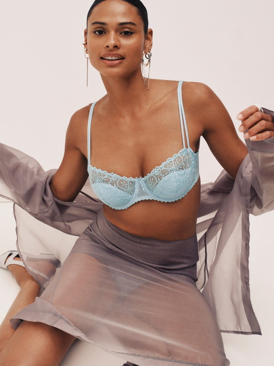 Jane Half Padded Balcony Bra - Milky Blue