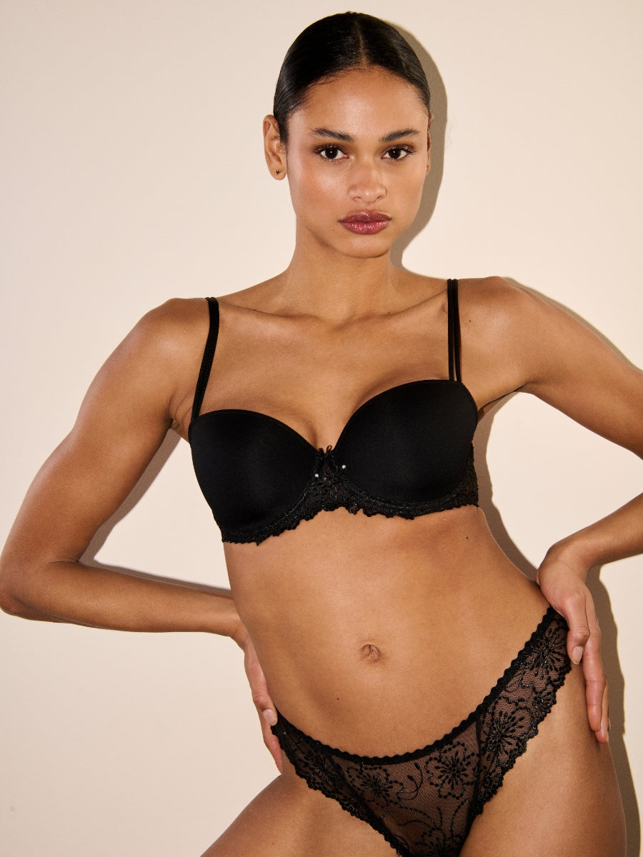 Jane Padded Balcony Bra - Black