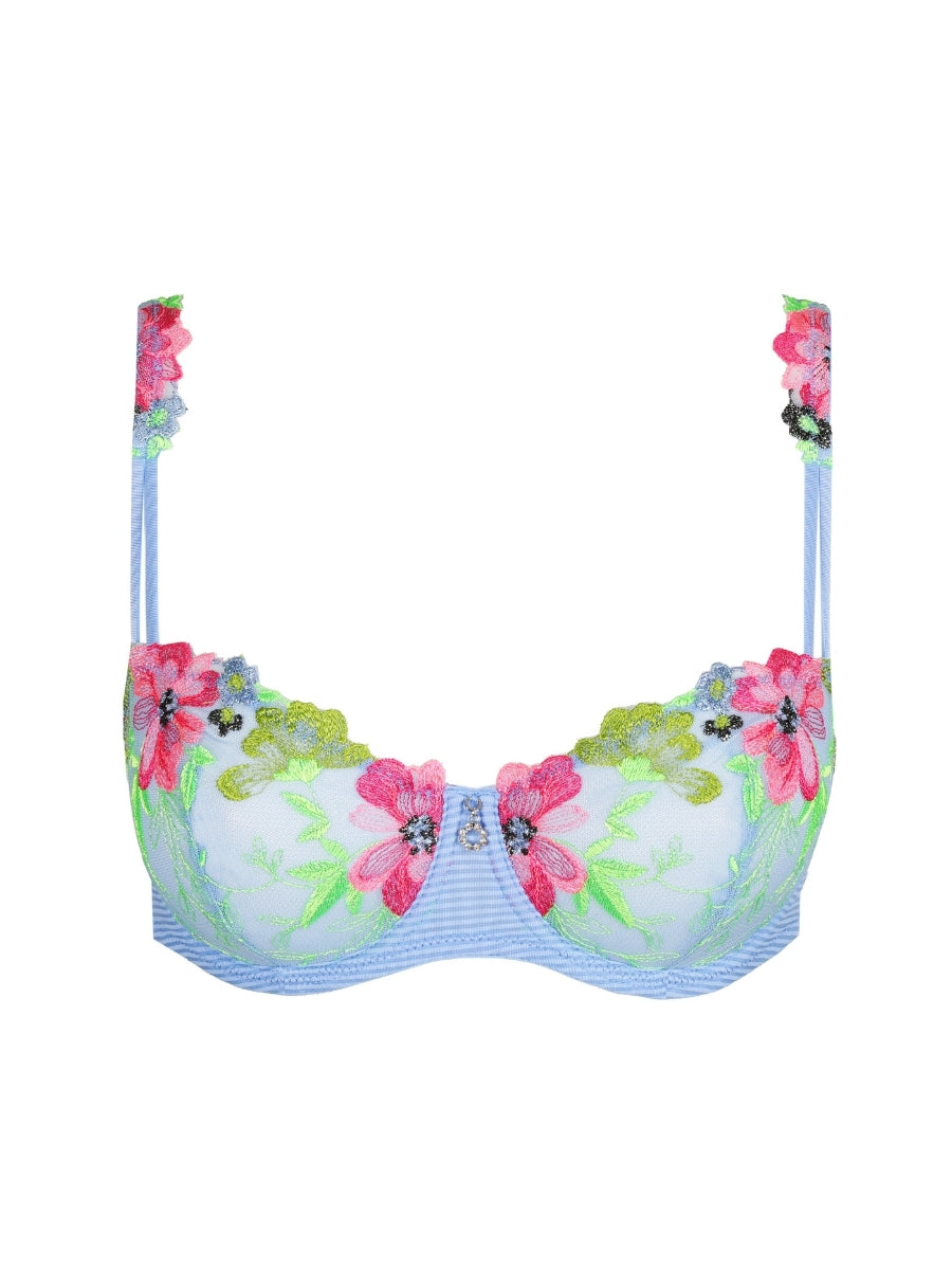 Odilly Vertical Seam Balcony Bra - Santorini Blue
