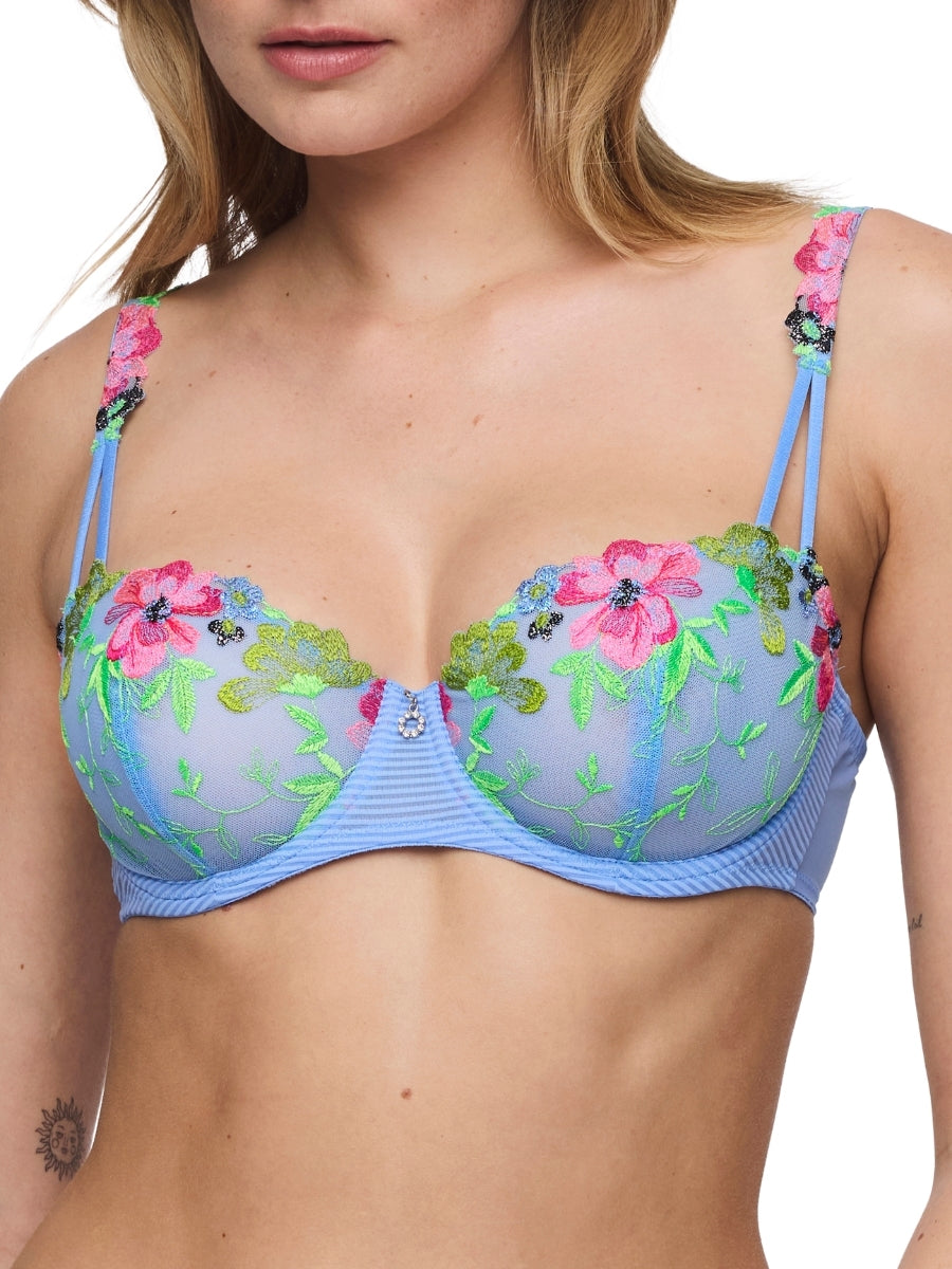 Odilly Vertical Seam Balcony Bra - Santorini Blue