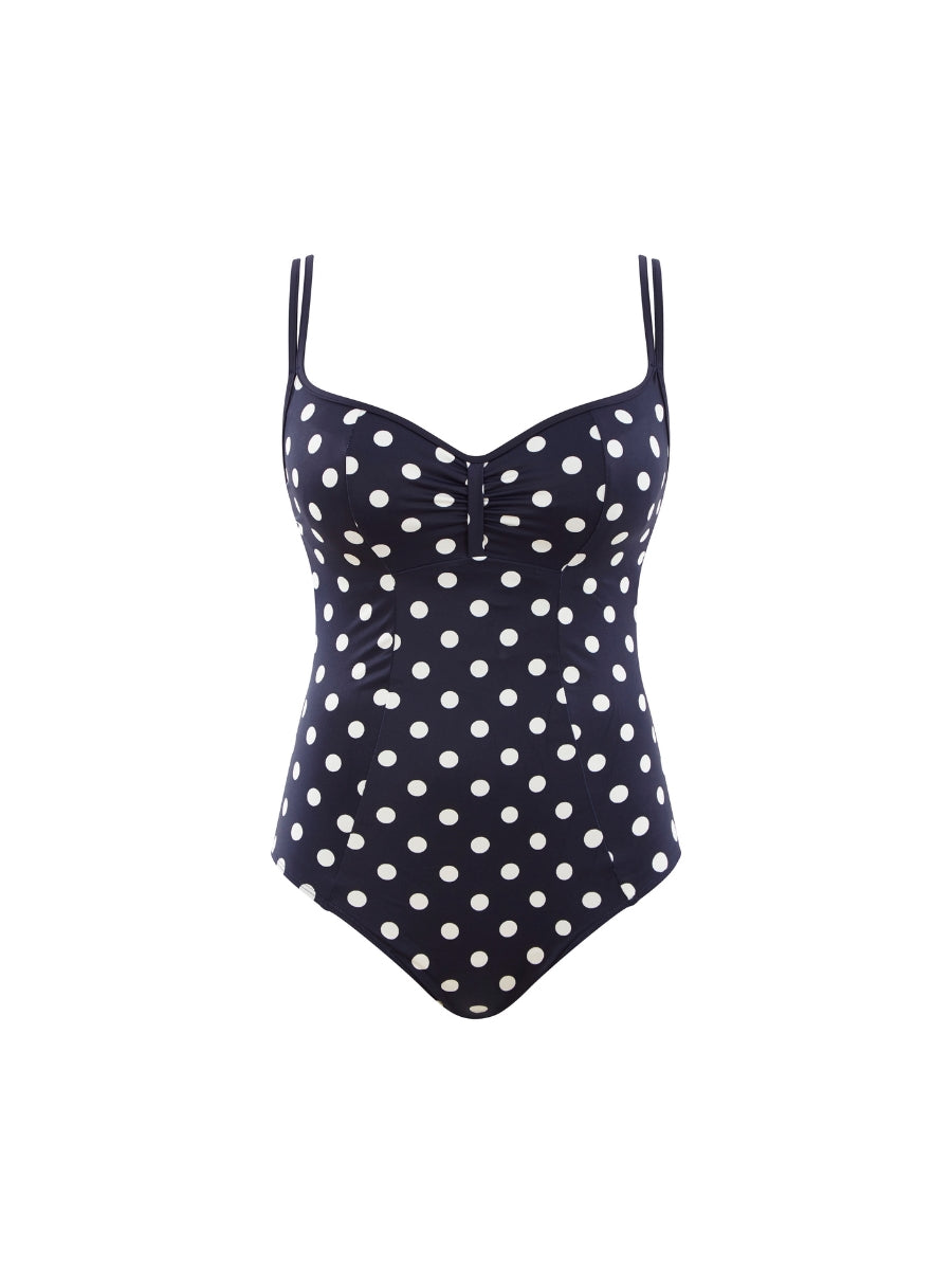 Anya Riva Spot Balcony Swimsuit - Navy/Vanilla