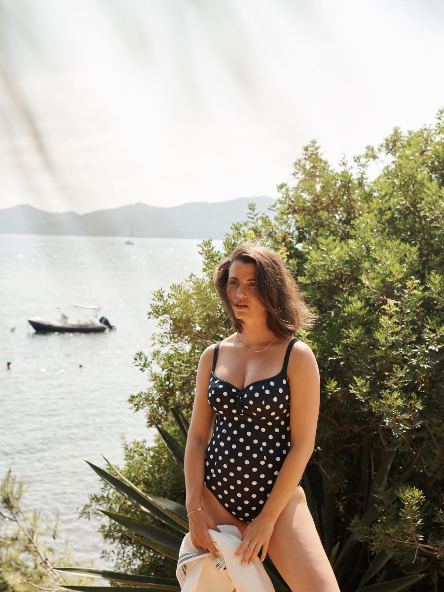 Anya Riva Spot Balcony Swimsuit - Navy/Vanilla