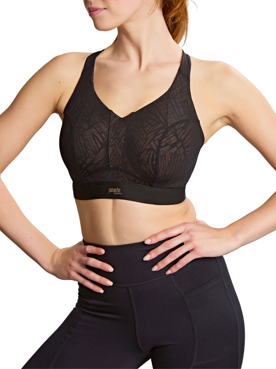 Endurance Wired Racerback Sports Bra - Black/Latte