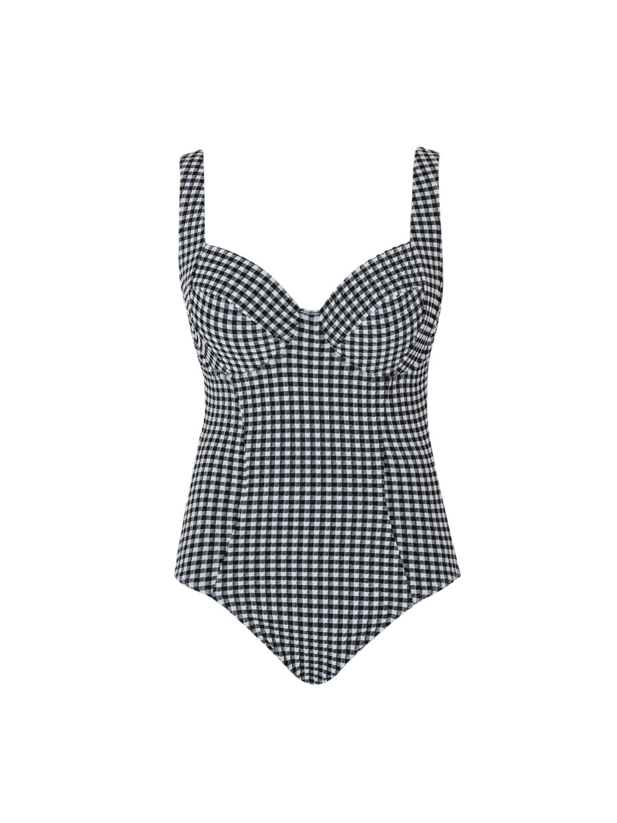 Gingham Paloma Balcony Swimsuit - Black Gingham