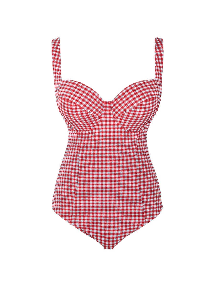 Gingham Paloma Balcony Swimsuit - Red Gingham