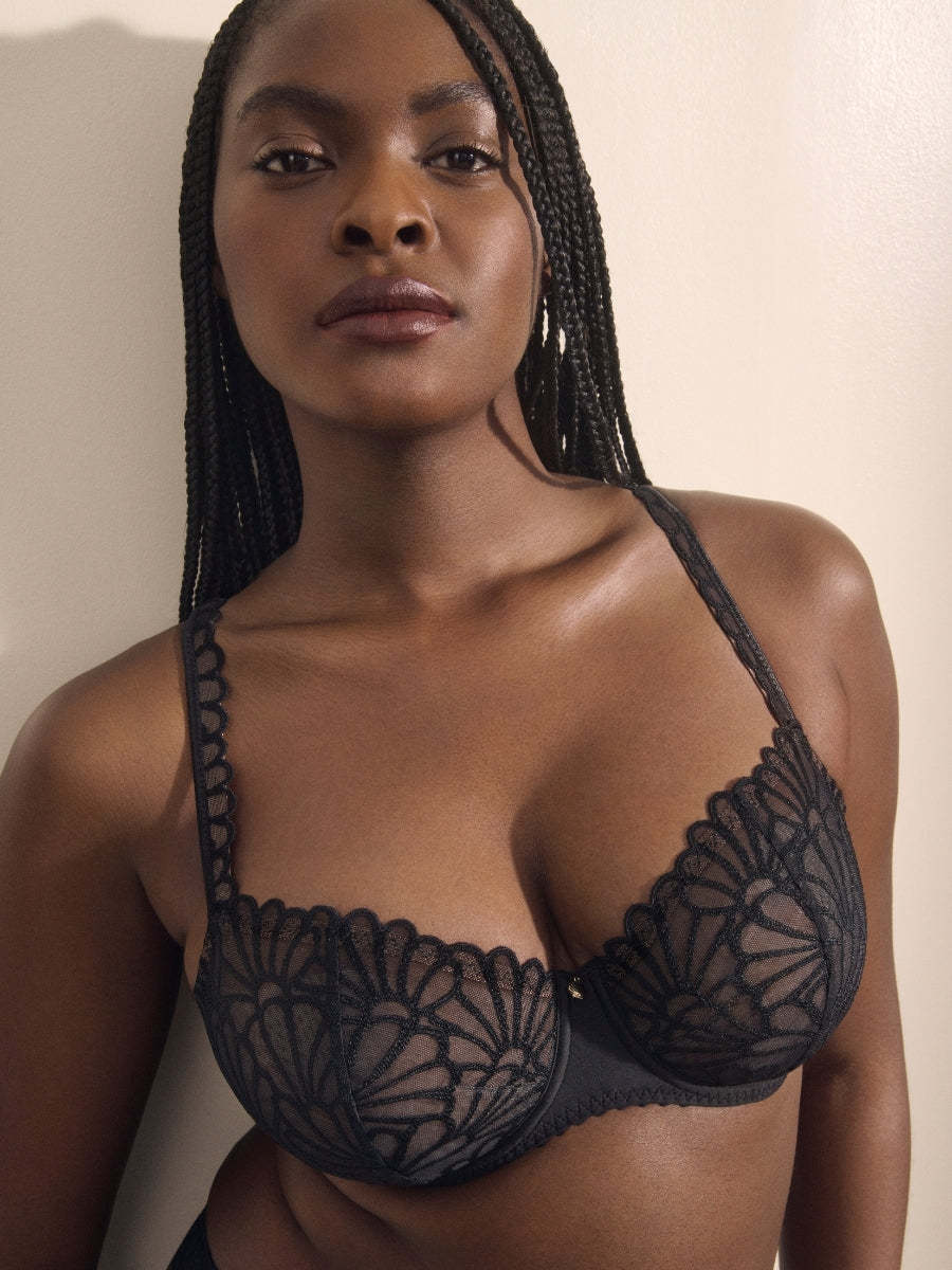 Gallipoli Vertical Seam Balcony Bra - Black