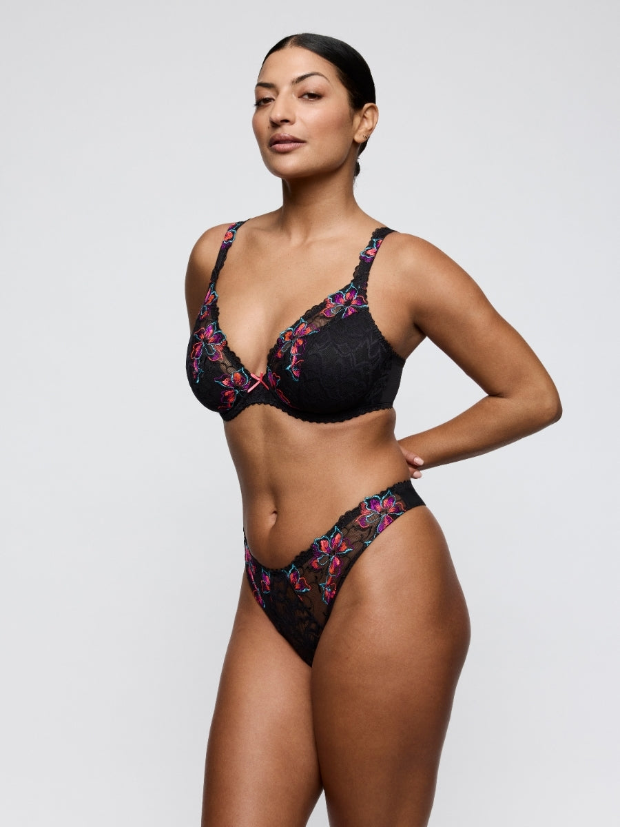 Miyara Half Padded Plunge Bra - Floral Eclipse
