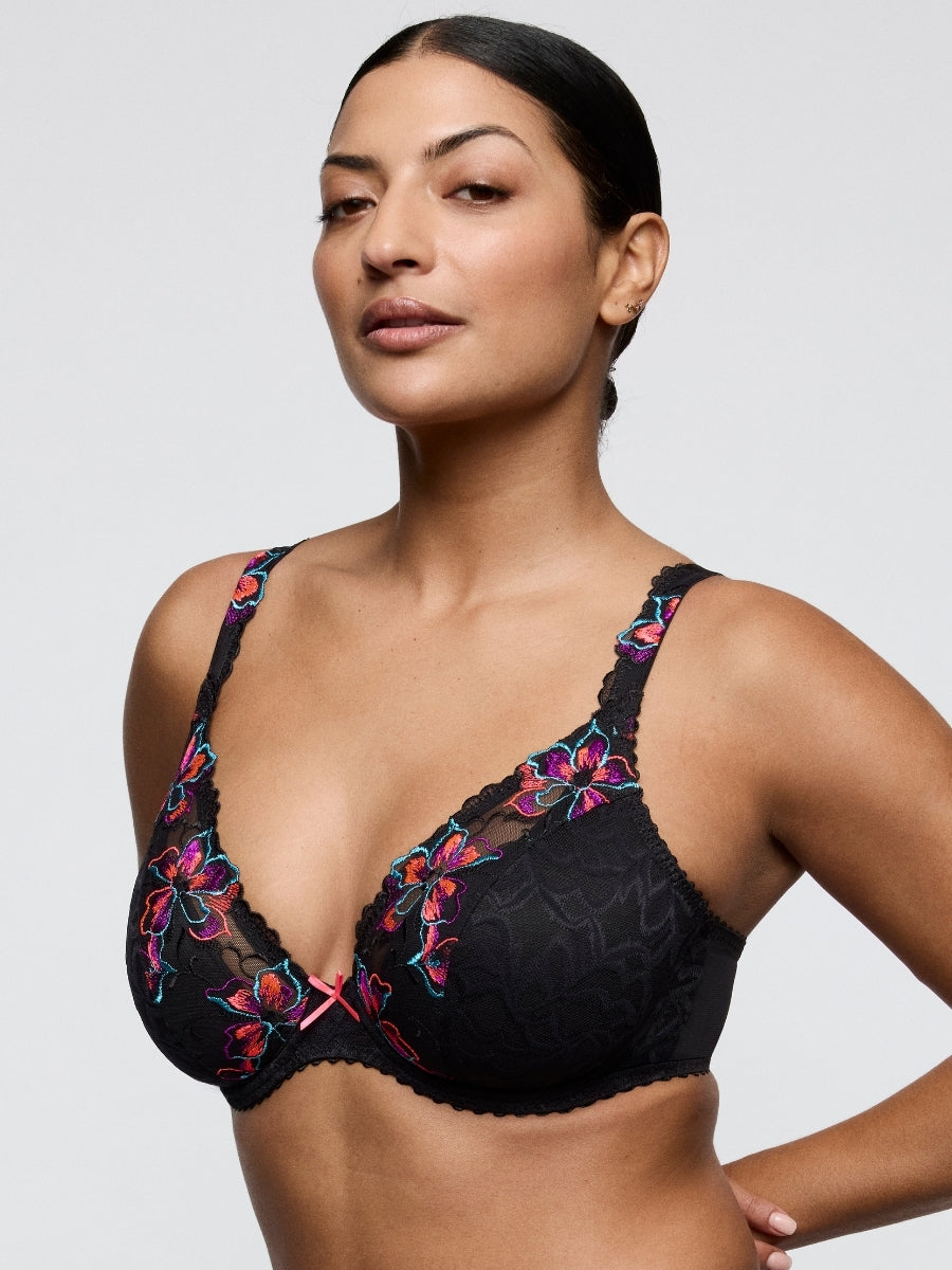 Miyara Half Padded Plunge Bra - Floral Eclipse