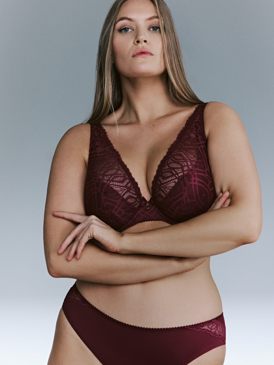 Salerno Half Padded Plunge Bra - Evening Red