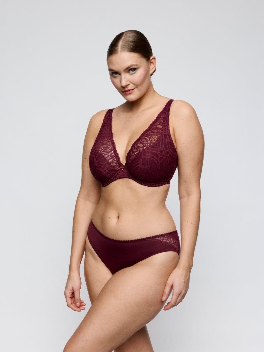 Salerno Half Padded Plunge Bra - Evening Red