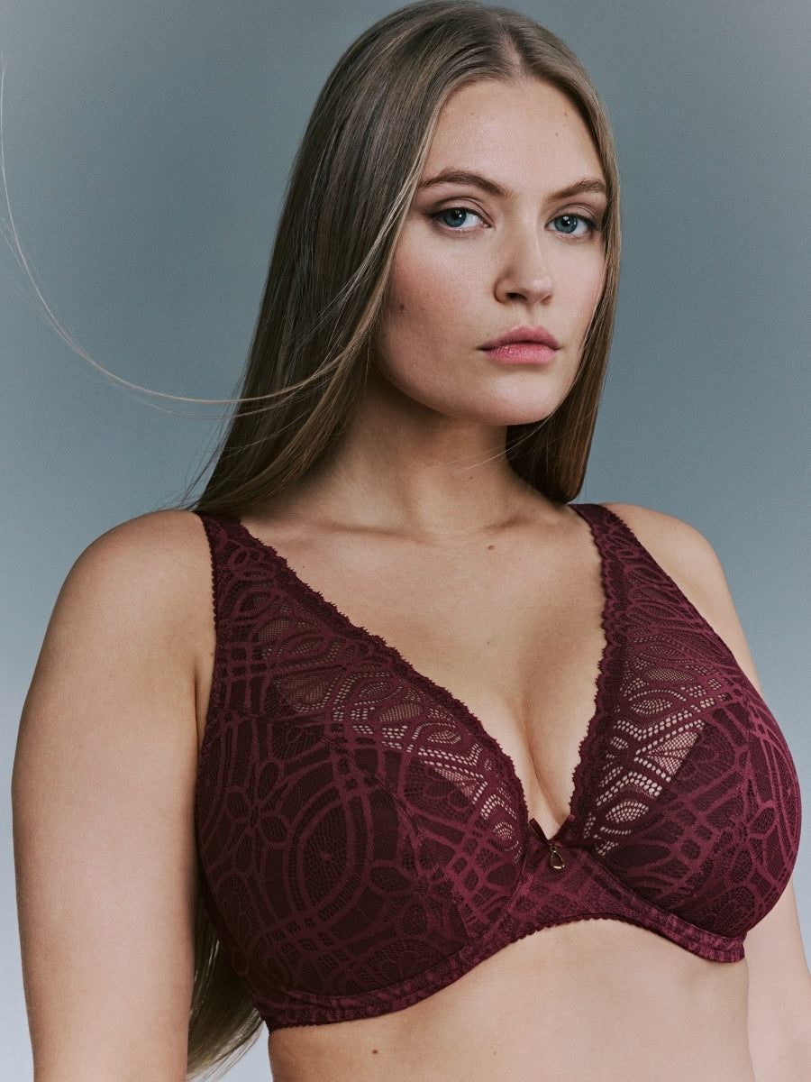 Salerno Half Padded Plunge Bra - Evening Red