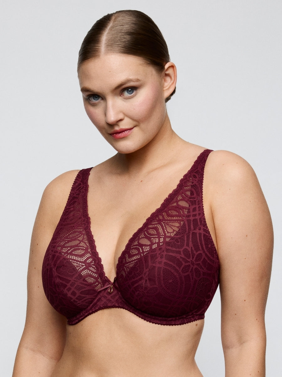Salerno Half Padded Plunge Bra - Evening Red