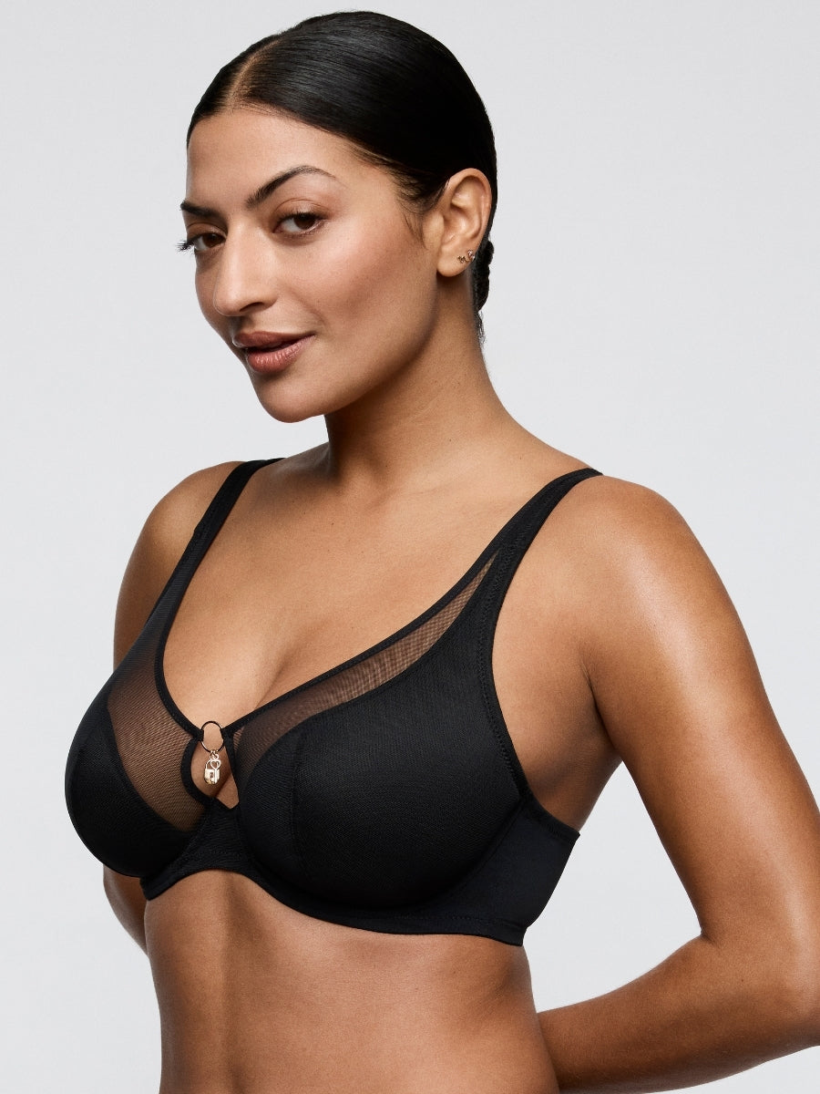 Sheary Half Padded Plunge Bra - Black