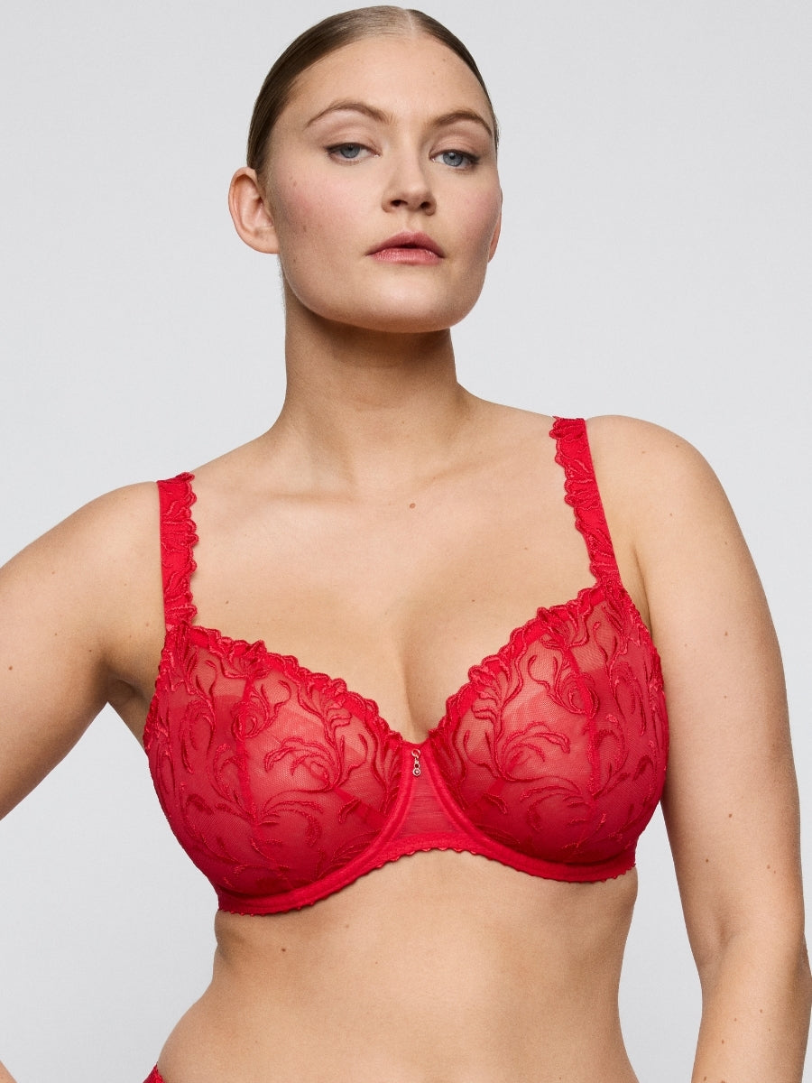 Solisse Vertical Seam Balcony Bra - True Red