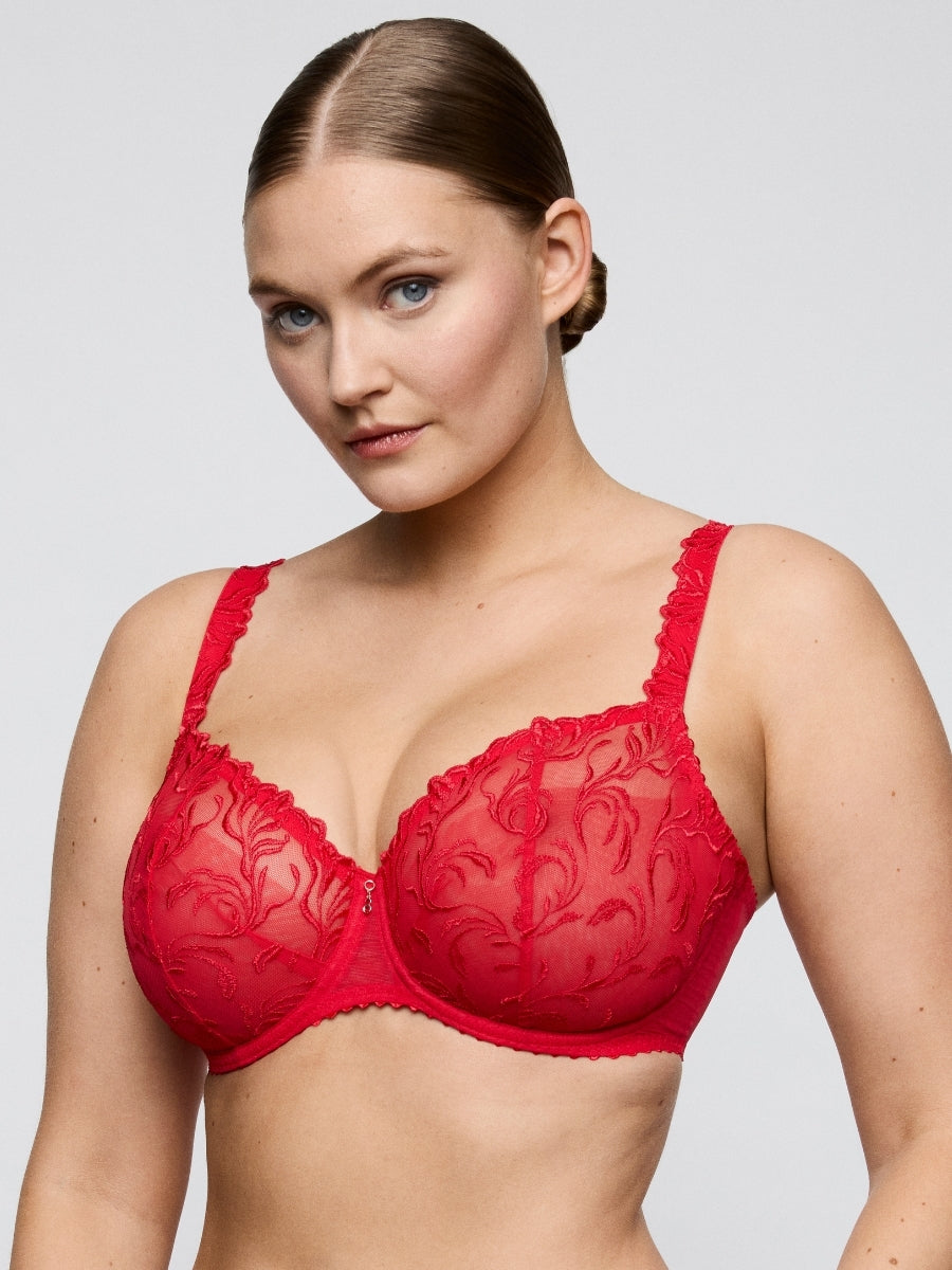 Solisse Vertical Seam Balcony Bra - True Red
