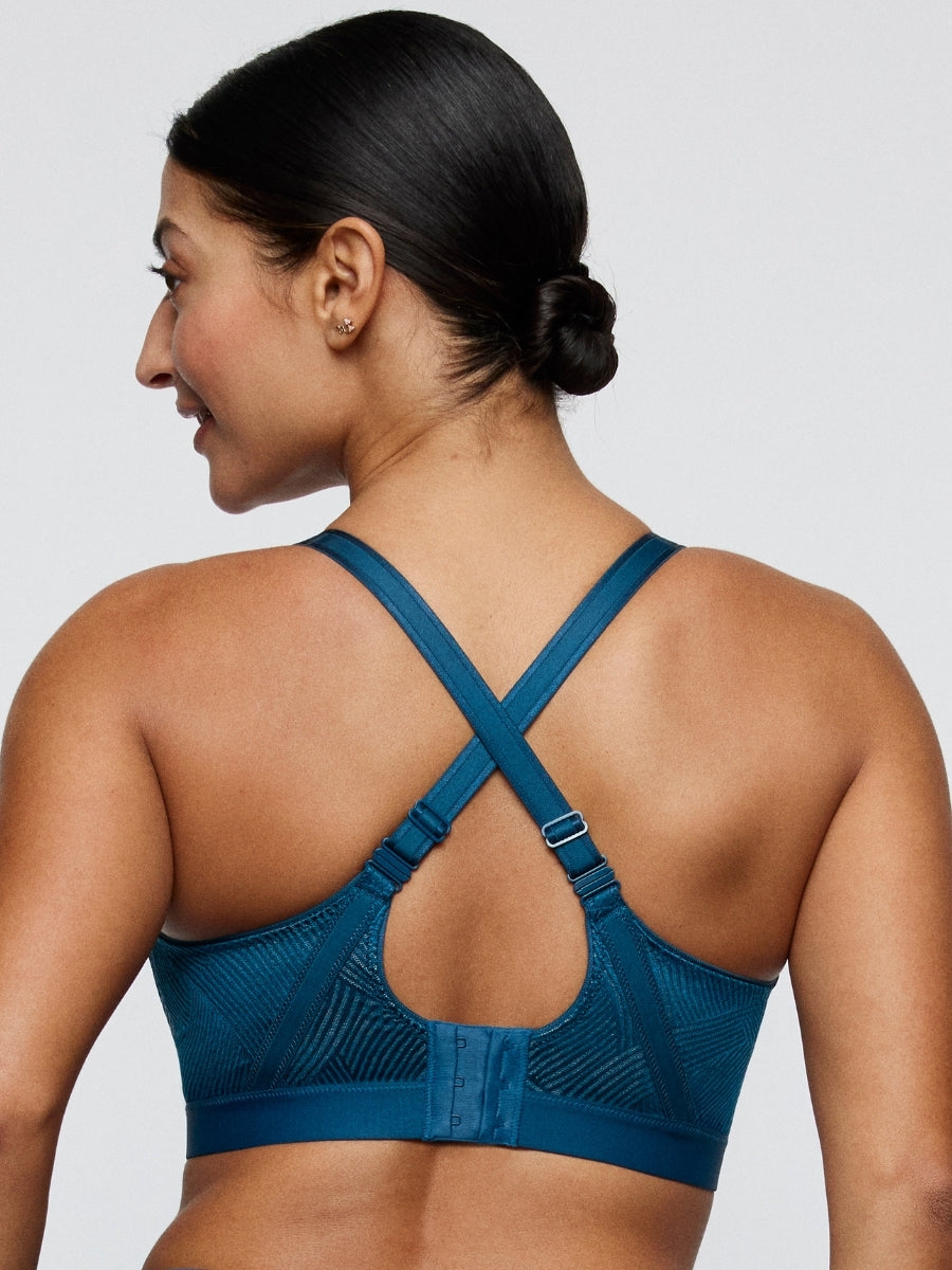 The Game Padded Racerback Sports Bra - Deep Blue Sea