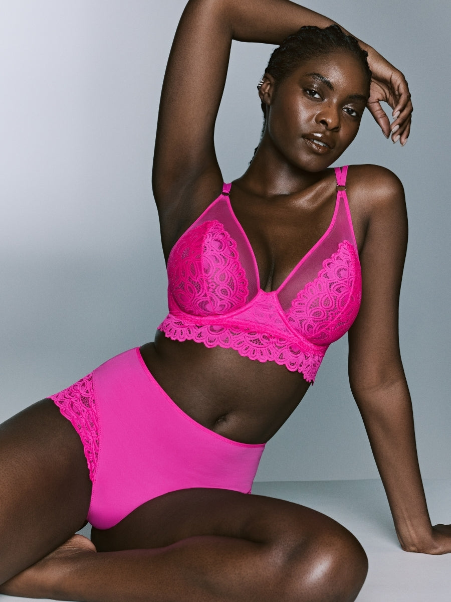 Dear Night Longline Plunge Bra - Influencer Pink
