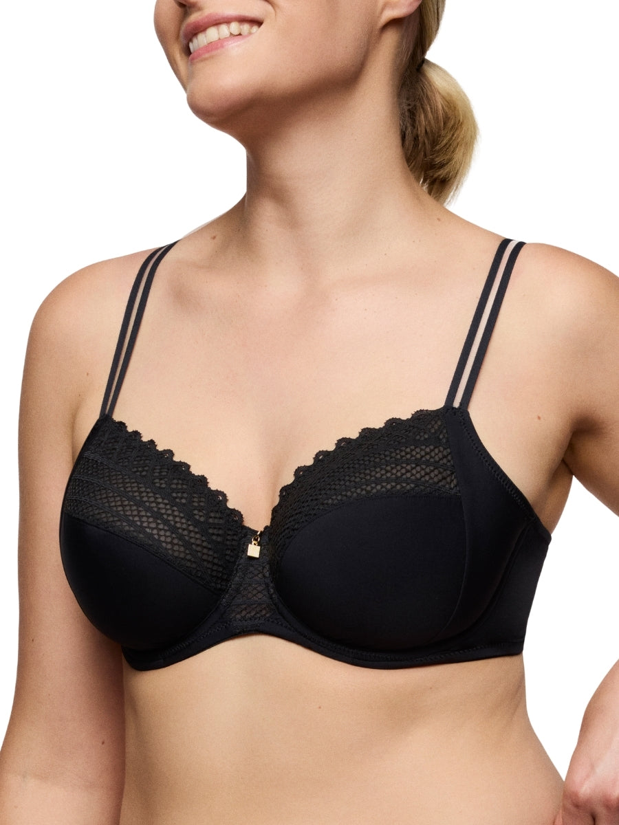 Twist Side Full Cup Bra - Charcoal