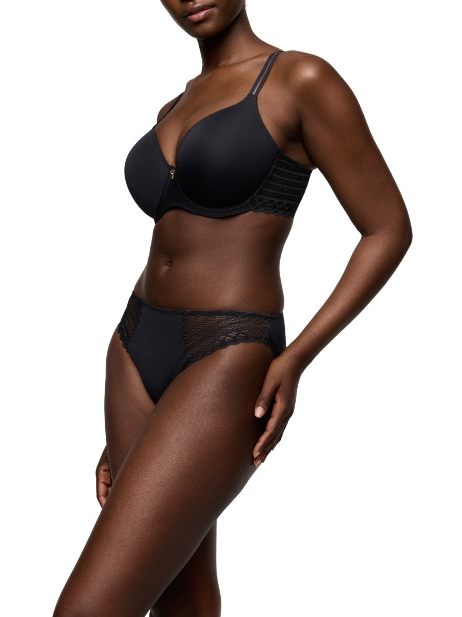 Twist Side Padded Heartshape Bra - Charcoal